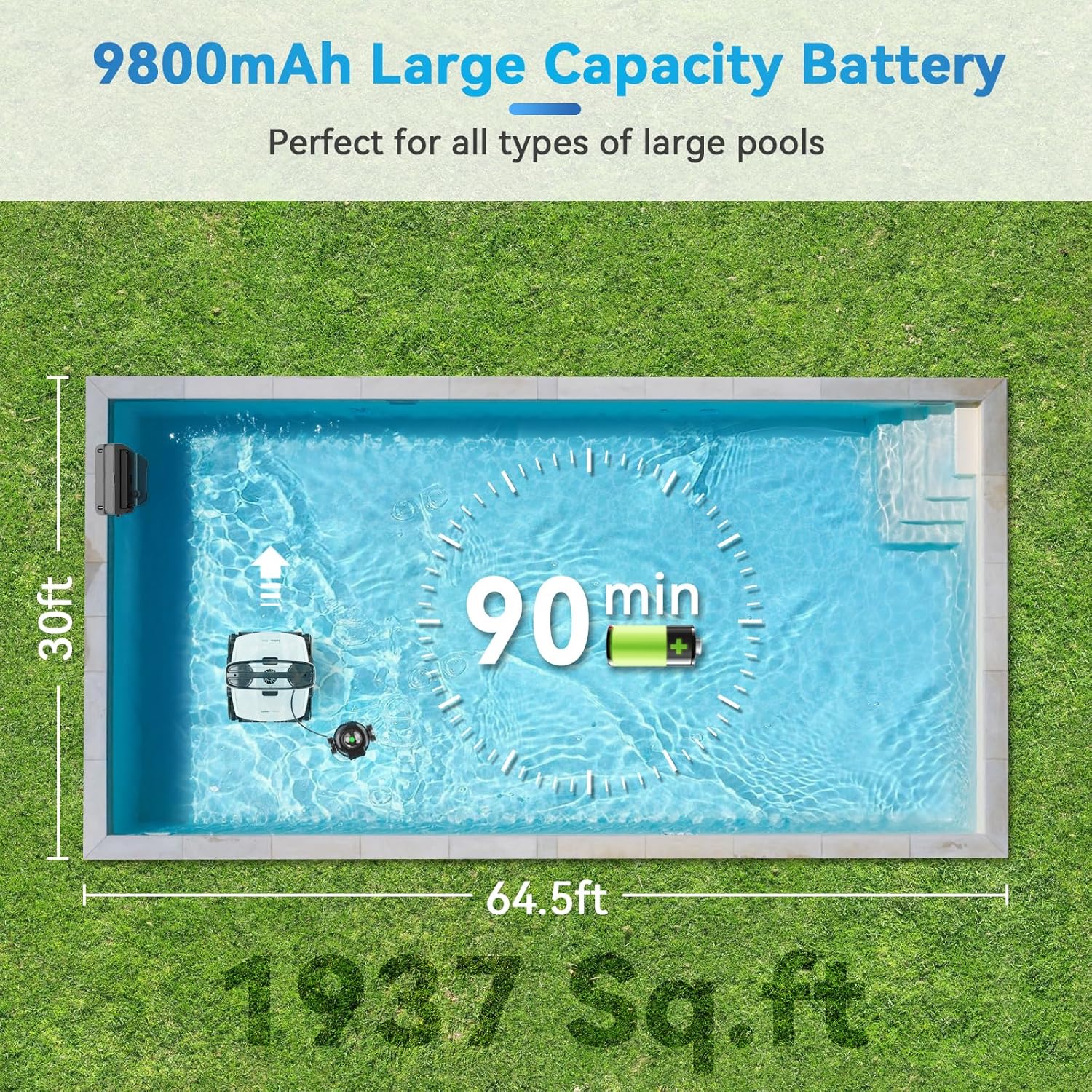 Lydsto Cordless Robotic Pool Vacuum with Automatic Charging Technology - APP, and Remote Control Pool Vacuum Cleaner
