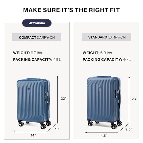 Travelpro Maxlite Air Hardside Expandable Carry on Luggage, 8 Spinner Wheels, Lightweight Hard Shell Polycarbonate Suitcase, Shadow Grey