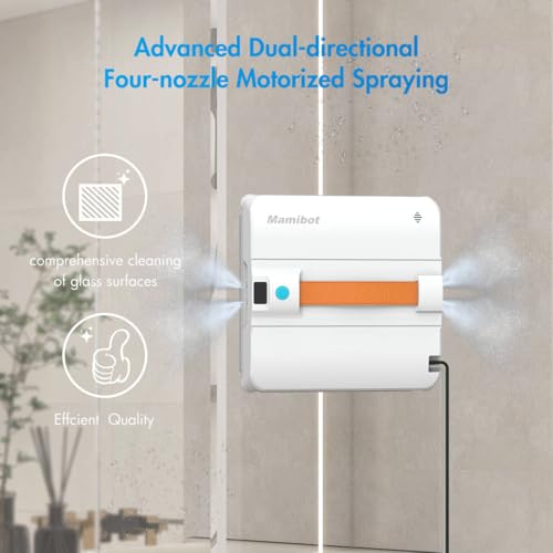 Mamibot W120-DP Window Cleaning Robot, Smart Cleaning with 4 Spray Nozzles, with 10 Cleaning Modes, 3200Pa Suction Power, Edge Detection Technology