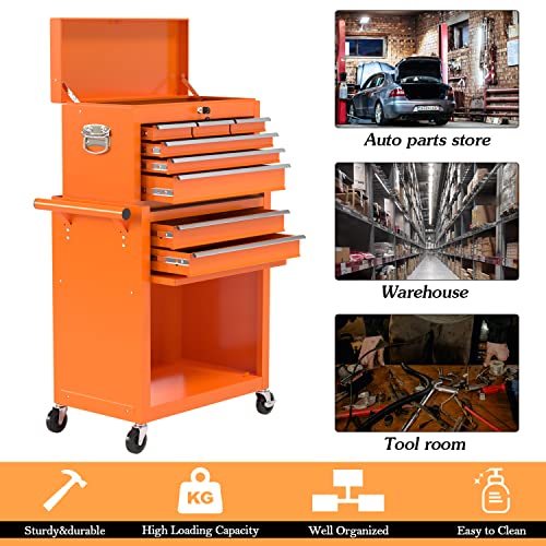 8-Drawer High Capacity Rolling Tool Chest, Removable Cabinet Storage Tool Box with Wheels and Drawers