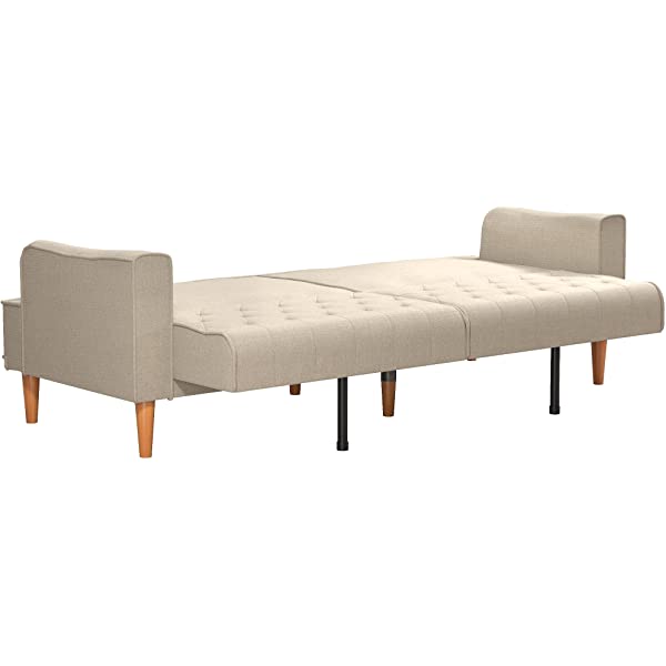 Mr. Kate Stella Vintage Convertible Sofa Bed Futon, Tan Linen