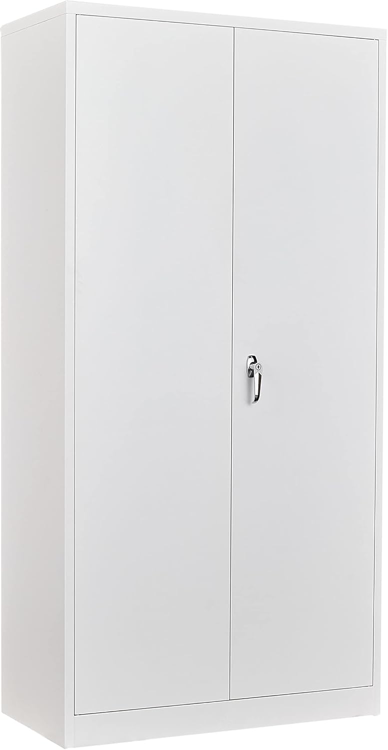 Metal Storage Cabinet with Locking Doors, 72'' Tall Steel Cabinet with 4 Adjustable Shelves, Lockable Metal Utility Cabinet for Garage, Office