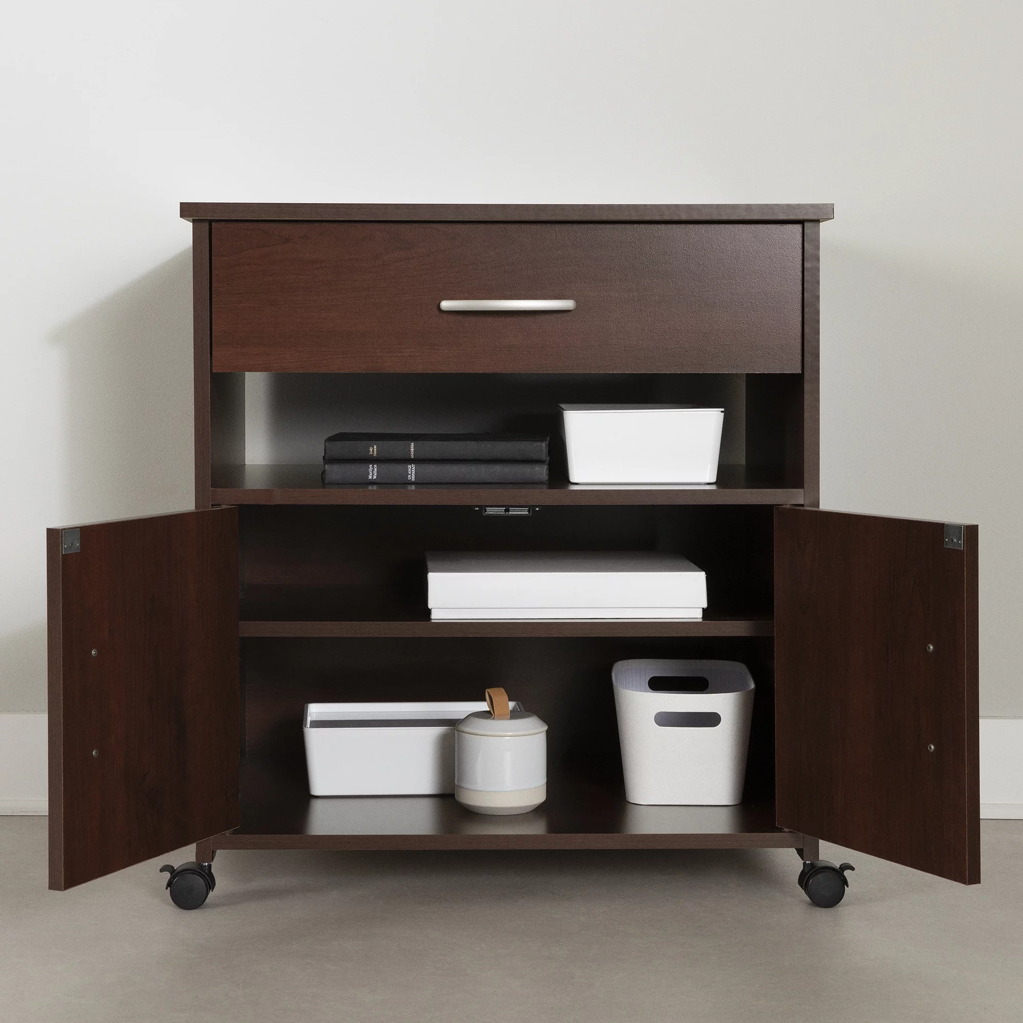 South Shore Axess Printer Cart in Royal Cherry