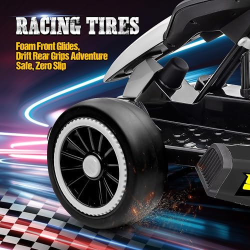 24V Electric Go Kart for Kids, Crazy Drift Cart with 400W Motors, EVA Tires, Max Speed 8.1 MPH, Music, Wireless