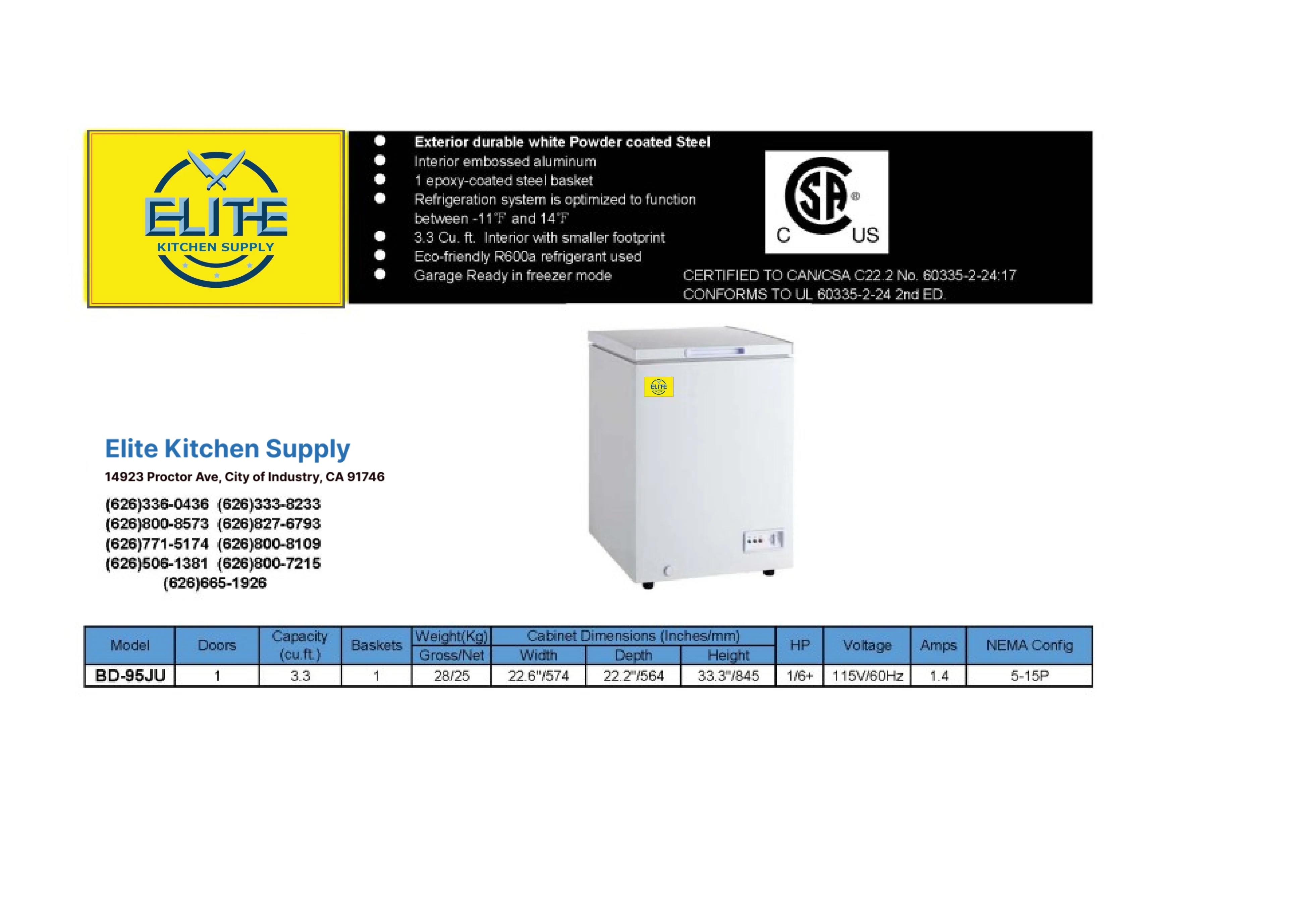 22.6 in. Single Door Space Saving food Chest Freezer 3.5 Cu. ft.