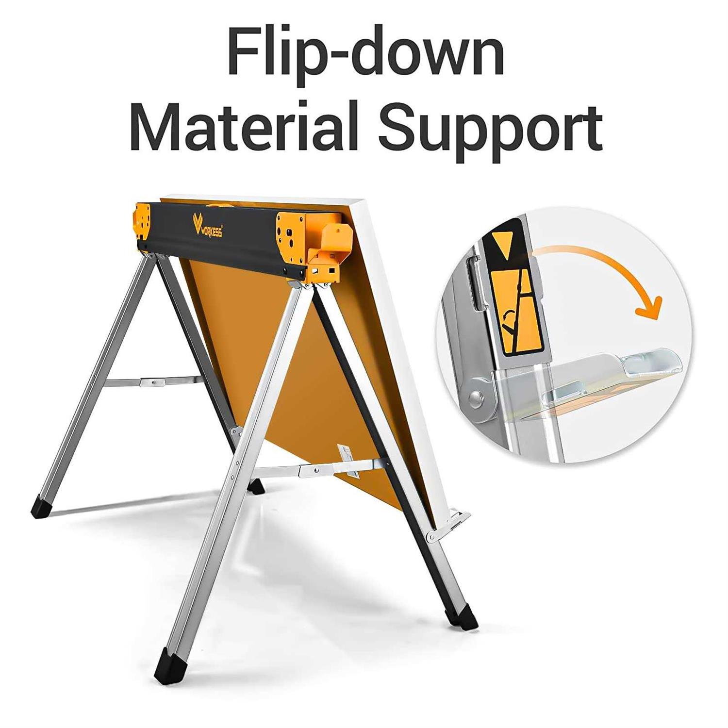WORKESS Saw Horses 2 Pack Folding, Heavy Duty Sawhorse Table 2600 Lbs Load Capacity with 2x4 Support Legs, Portable Folding and Fast Open Legs and