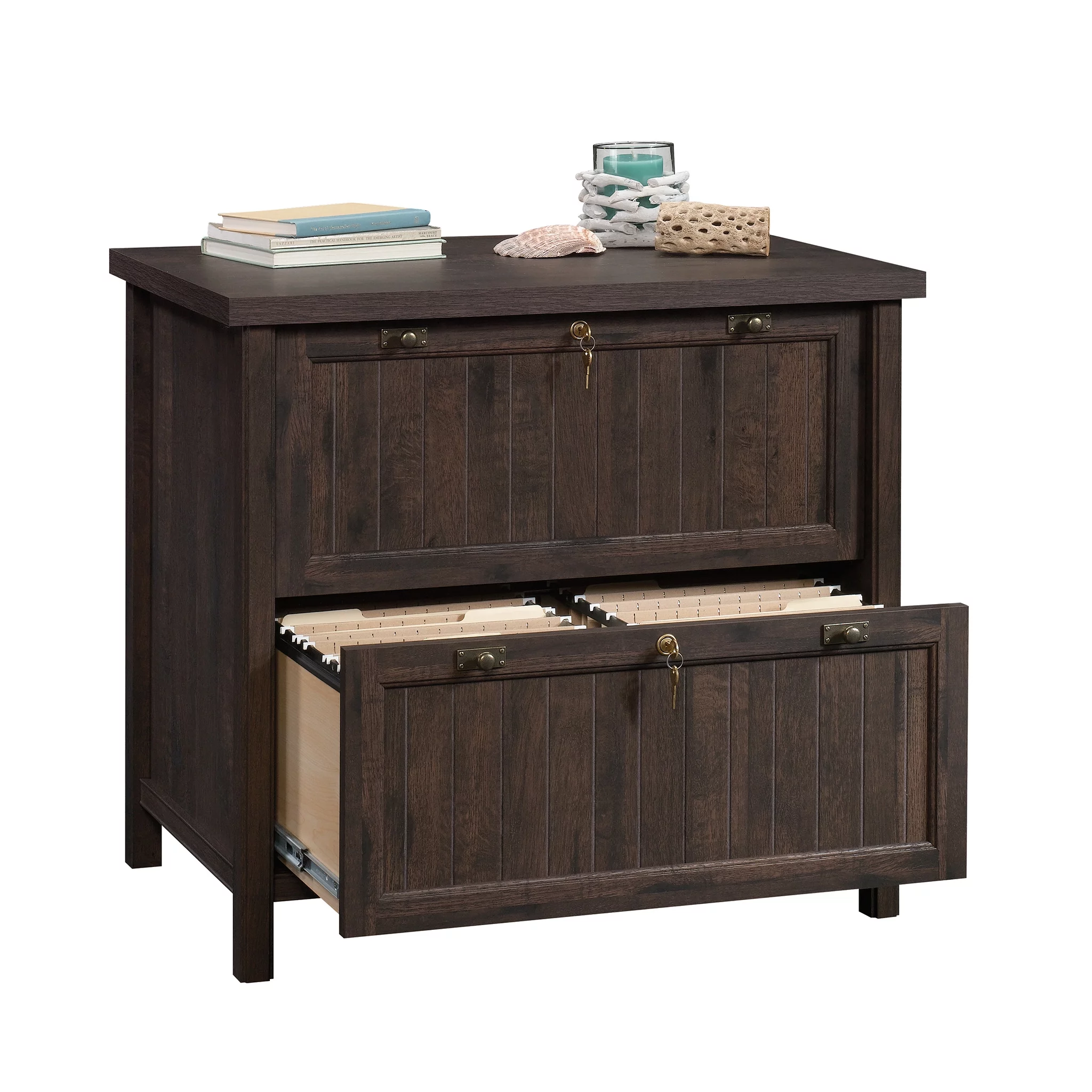 Sauder Costa Lateral File Cabinet, Coffee Oak Finish