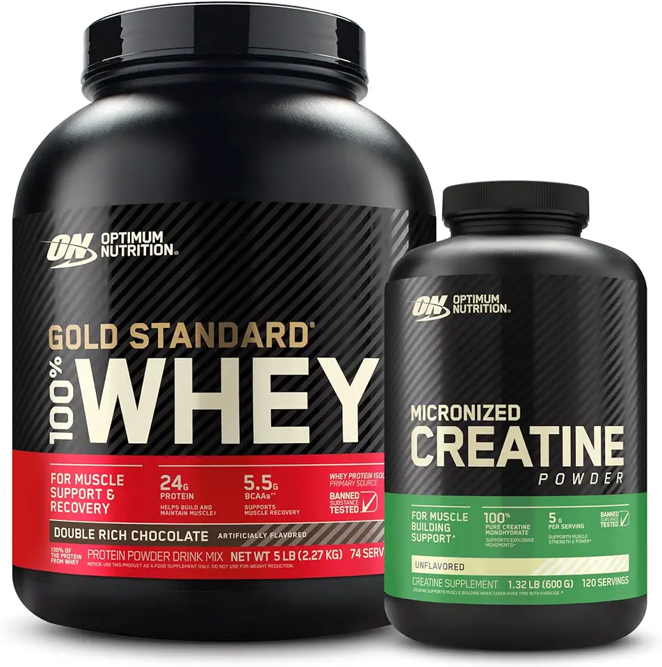 Optimum Nutrition 100% Gold Standard Whey Protein Powder: Double Rich Chocolate (5 Pound) with Micronized Creatine Monohydrate Powder