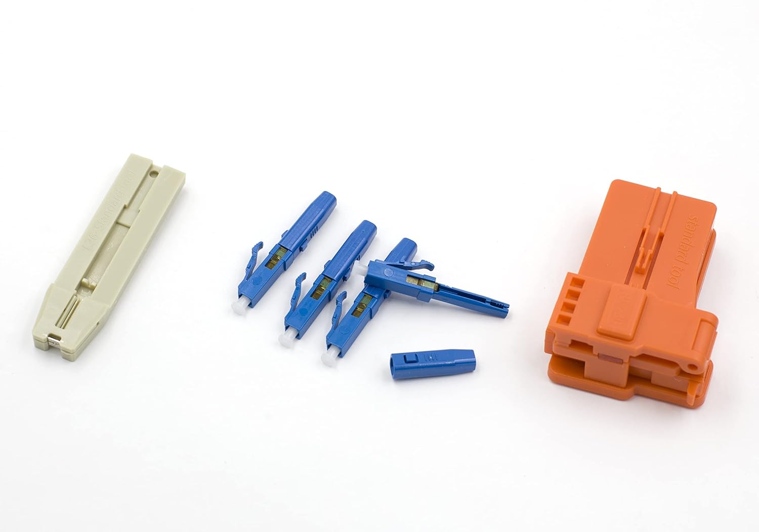 200pcs LC UPC Fiber Optic Quick Connector with Matched Tools Fiber Optic Fast Connectors Single Mode 9/125 Fiber Mechanical Connectors Adapter for