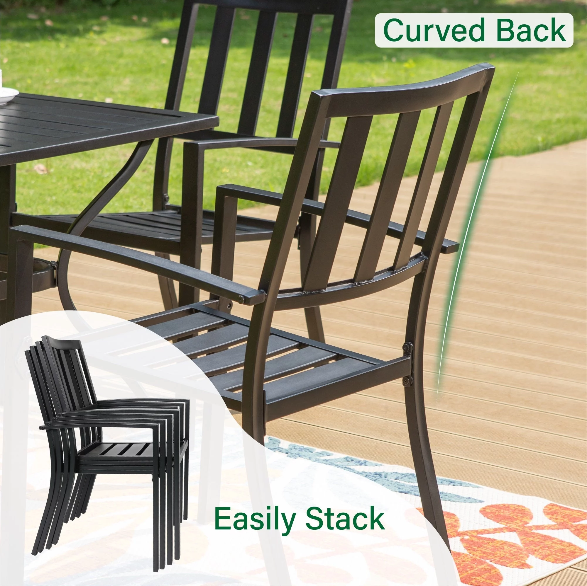 Sophia & William 7 Piece Outdoor Patio Dining Sets Metal Furniture Table and Stackable Chairs