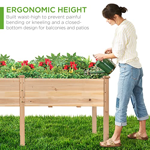 Best Choice Products 72x23x30in Raised Garden Bed, Elevated Wood Planter Box Stand for Backyard, Patio, Balcony w/Divider Panel, 6 Legs