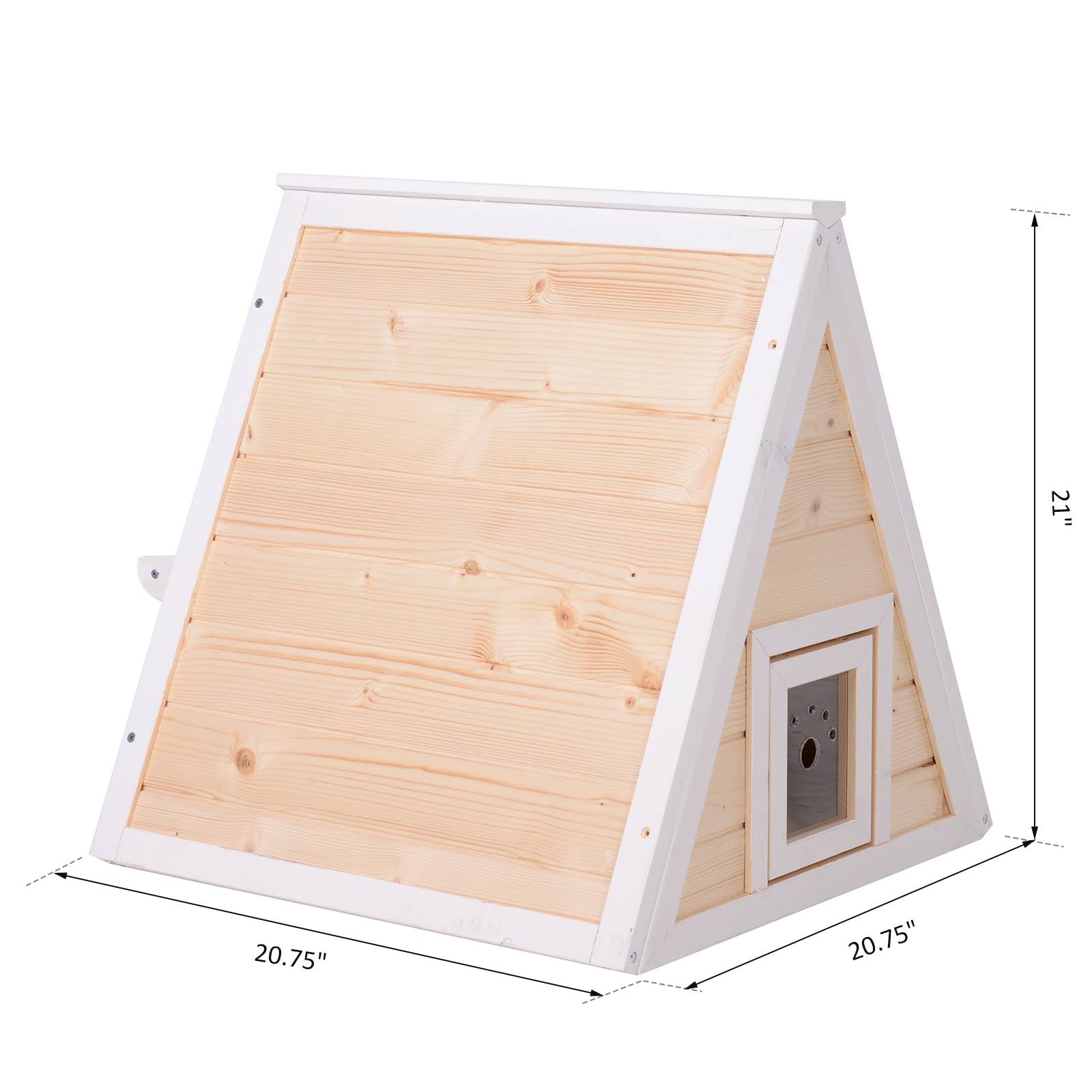 Pawhut 21x22 Solid Wood Cat Condo Natural Water Proof Outdoor Pet Shelter Small House - Natural