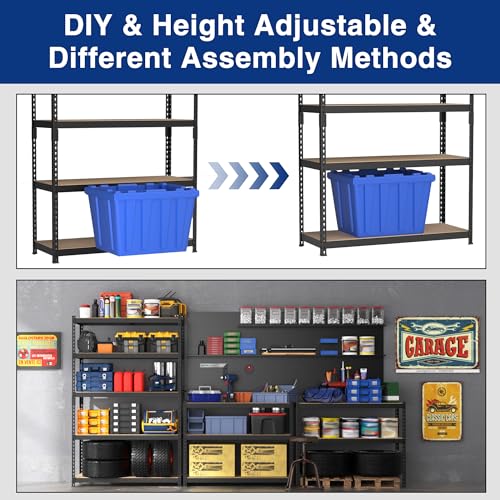 WORKPRO 5-Tier Metal Shelving Unit, 48”W x 24”D x 72”H, Heavy Duty Adjustable Storage Rack, 4000 lbs Load Capacity (Total), for Garage, Basement