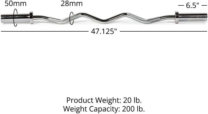 Titan Fitness Performance Series Olympic 4ft EZ Curl Bar, Barbell for Bicep/Tricep Curls, Rated 200 LB, Fits Olympic Weight Plates