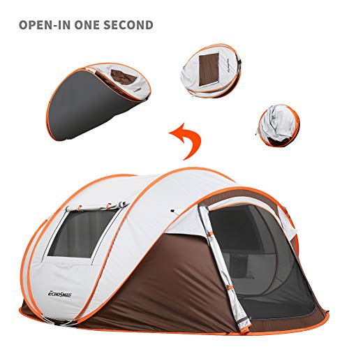 EchoSmile Camping Instant Pop Up Tent, 2/4/6/8/10 Person, Water Resistant Dome, Easy Setup for Camping Hiking and Outdoor, Portable with Carry Bag