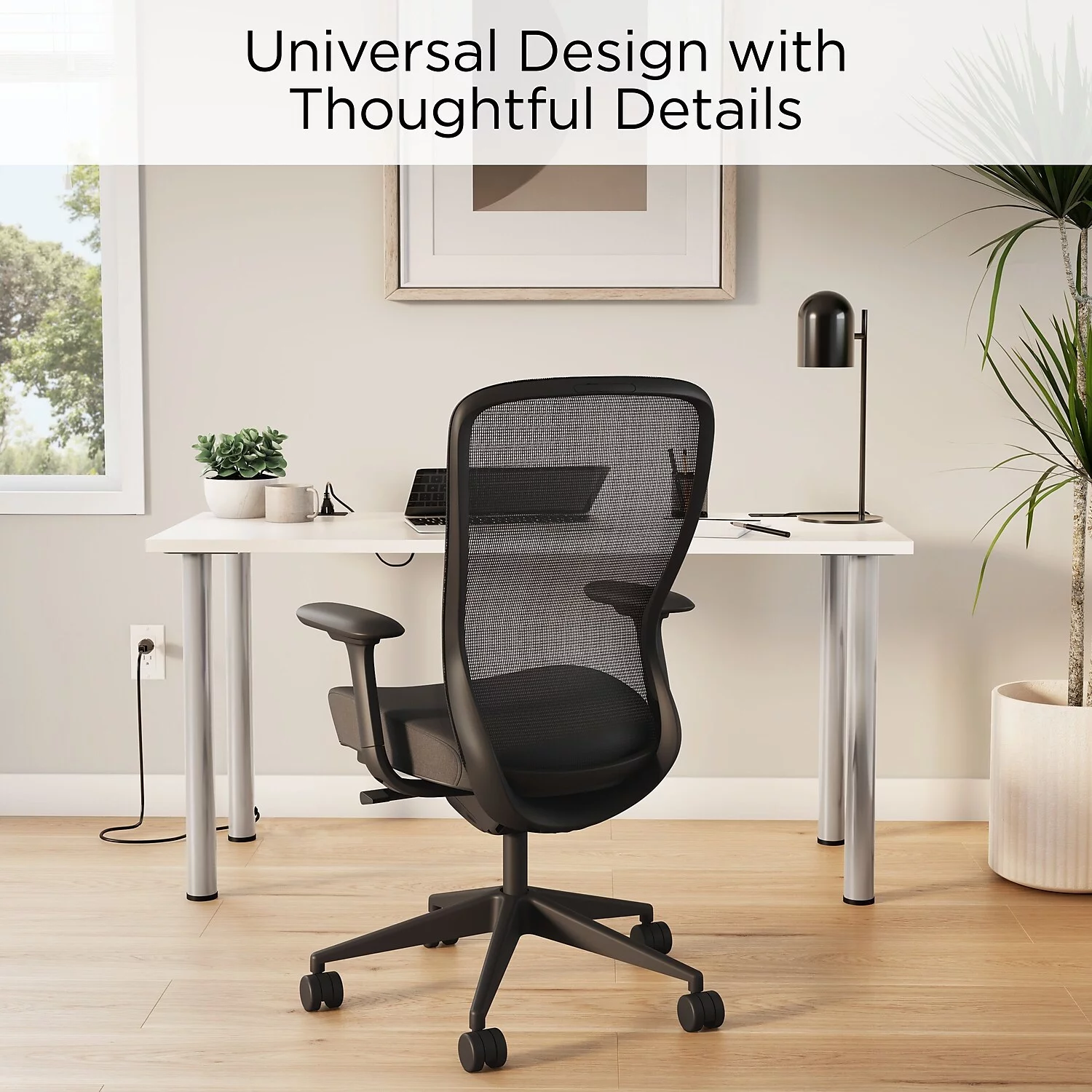 Union & Scale Essentials 60" Powered Writing Desk White (UN56971)