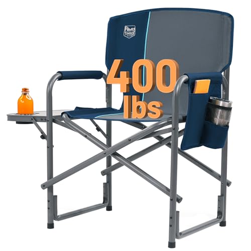 TIMBER RIDGE Folding Rocking Camping Chair, 400lbs Capacity Portable Oversized Outdoor Rocker with Hard Armrests, Cup Holder & Side Pocket