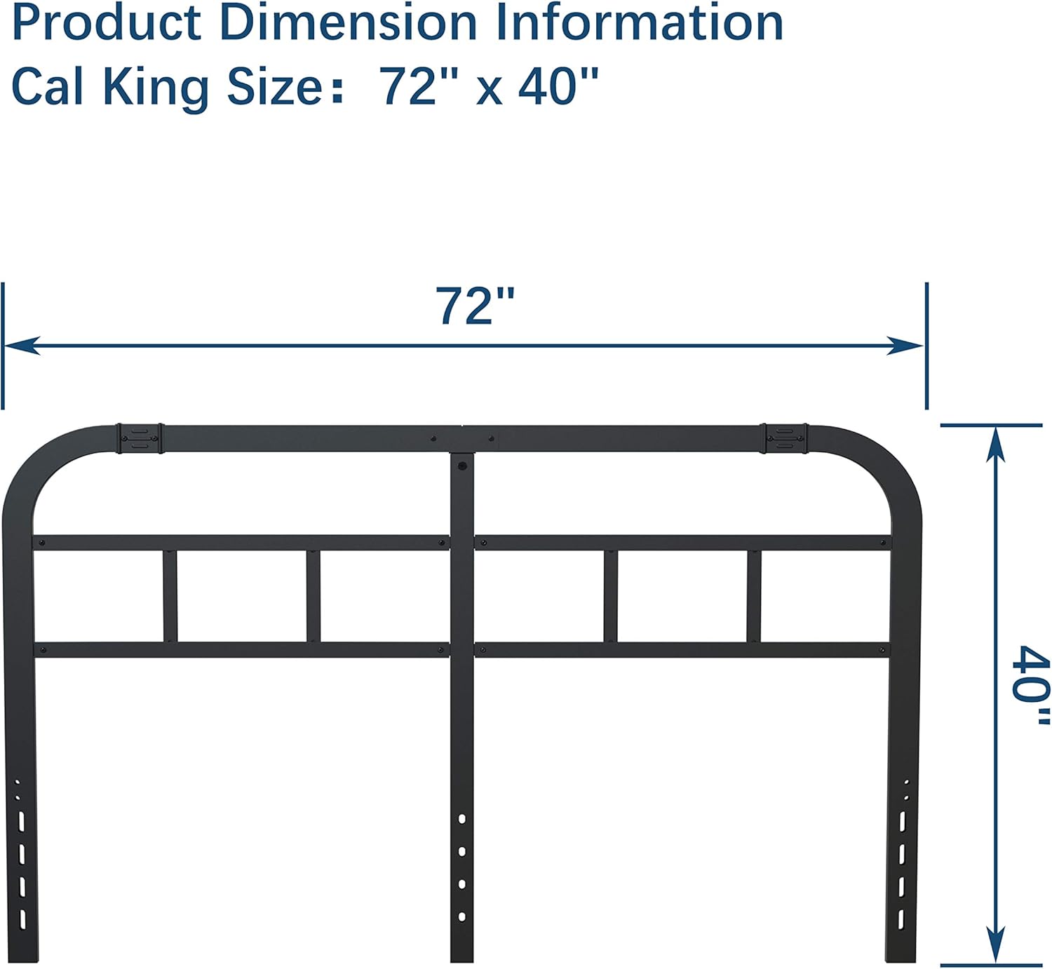 Metal Steel California King Bed Headboard with Rustic Farmhouse Style, Black