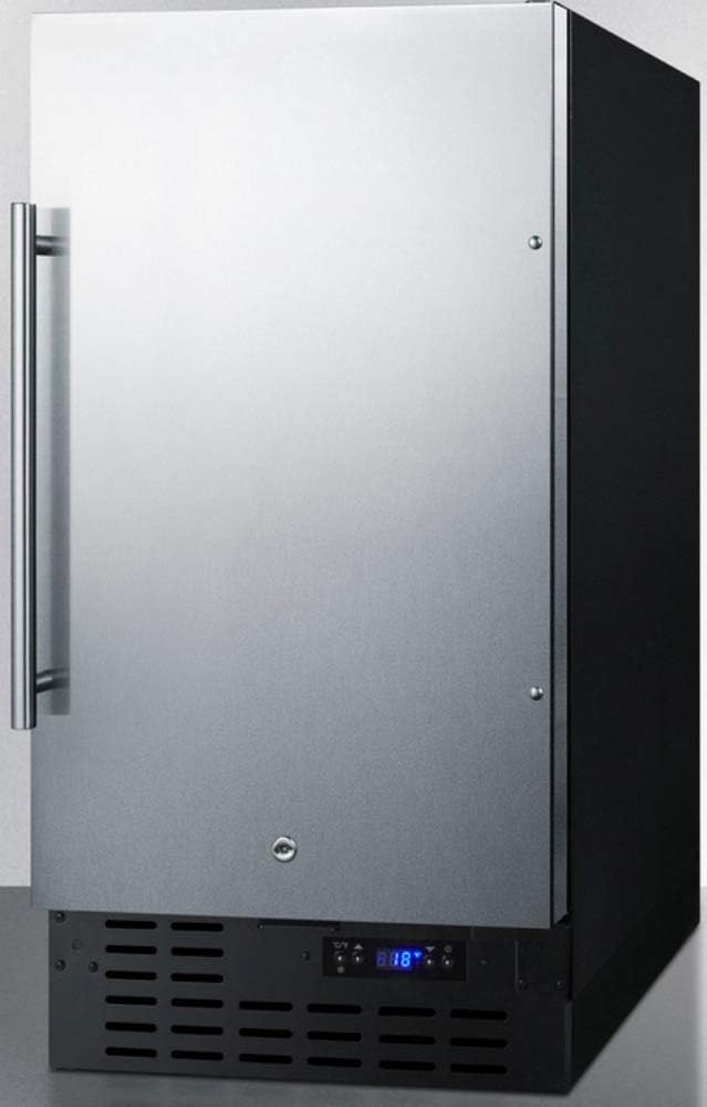 Summit Appliance FF1843BSSADA ADA Compliant 18" Wide Built-in Undercounter All-refrigerator with Stainless Steel Door, Black Cabinet