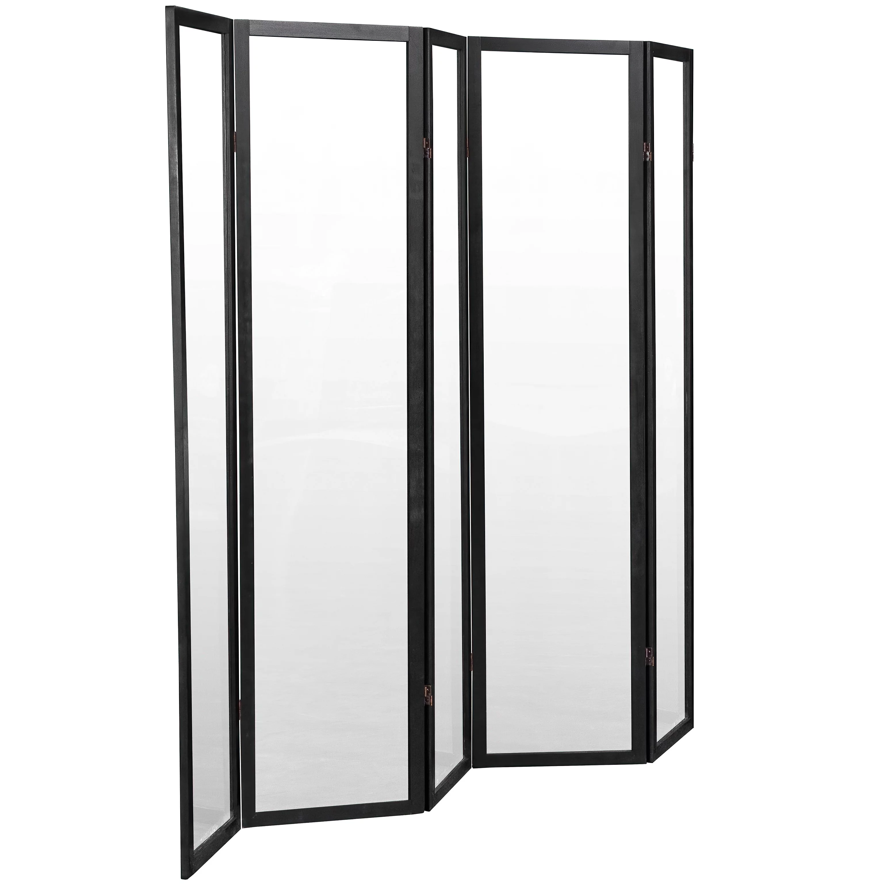 Oriental Furniture 6 ft. Tall Clear Screen Black - 5 Panel