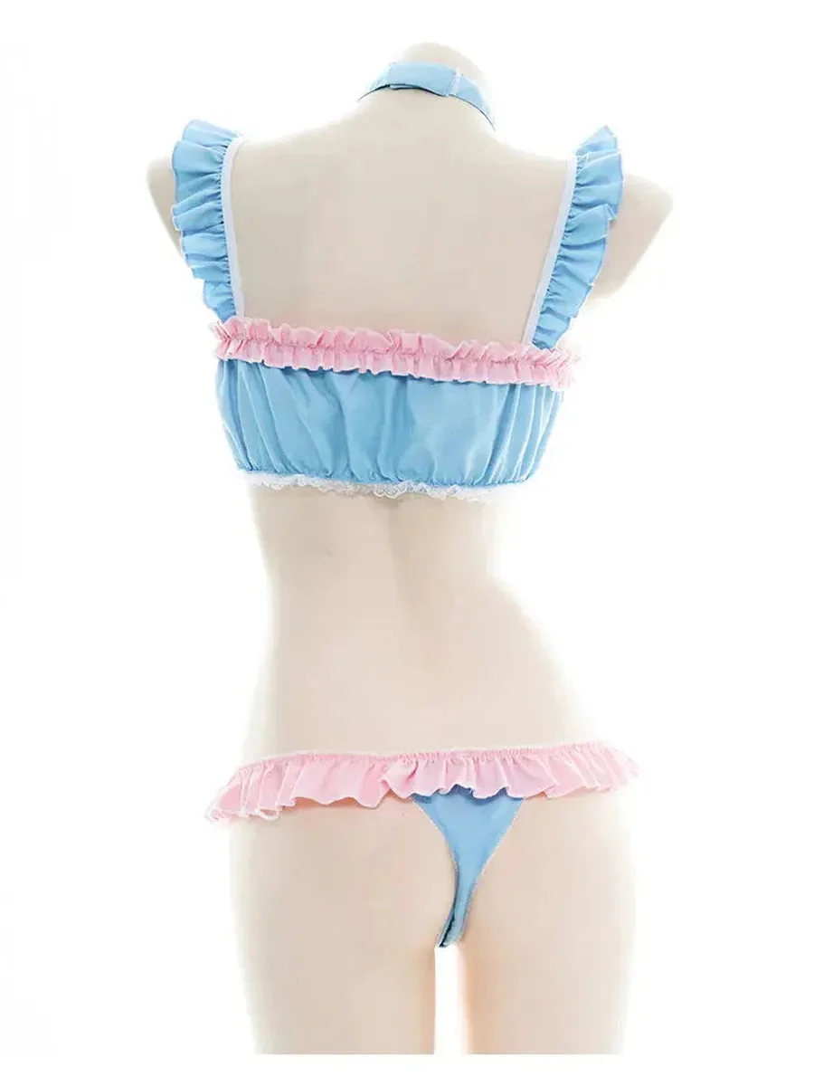 'Care Bears' Ruffle Pink & Blue Bikini Set