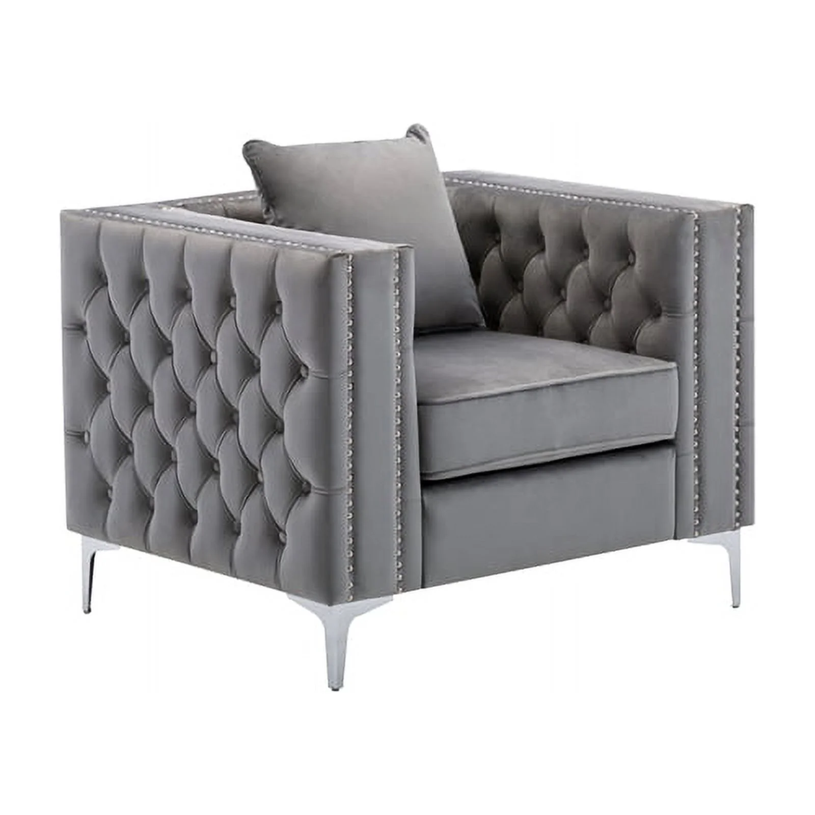 Home Square 2 Piece Velvet Fabric Loveseat and Chair Set in Gray