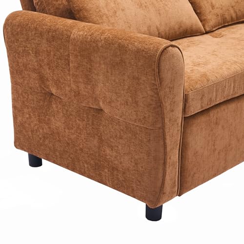 Ball & Cast Convertible Sofa Bed with Reversible Storage Chaise,Linen Sleeper Sofa Couch L Shaped Pull Out Couch Bed