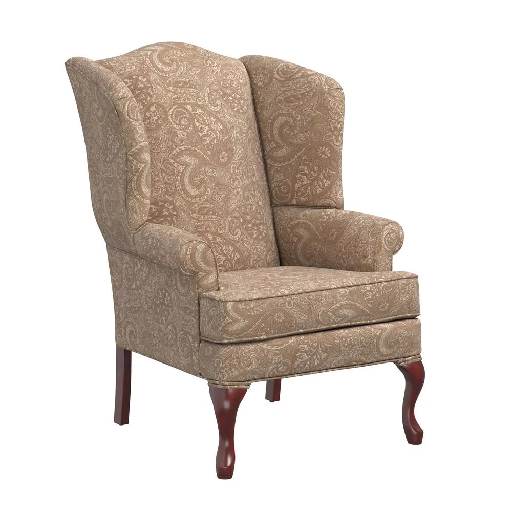 Comfort Pointe Paisley Cream Chenille Traditional Wingback Accent Chair
