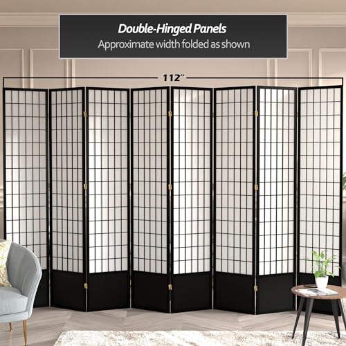 Red Lantern 7 ft. Tall Window Pane Shoji Screen-White-3 Panels Room Divider