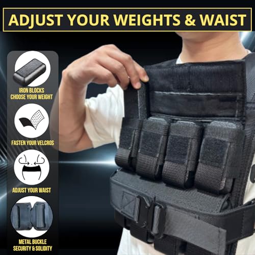 40 lb Weighted Vest - Adjustable Weighted Vest 40 lbs with iron weights. Tone fitness 40 pound weighted vest for men, for women 40lb. For walking