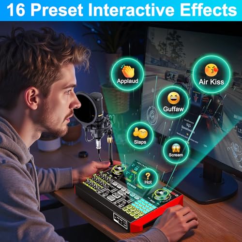 Podcast Microphone Bundle with Live Sound Card Audio Mixer