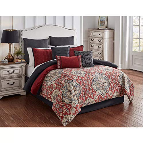 Riverbrook Home 100% Polyester Comforter Set, Queen, Hillcrest - Ivory/Gold, 9 Piece Set