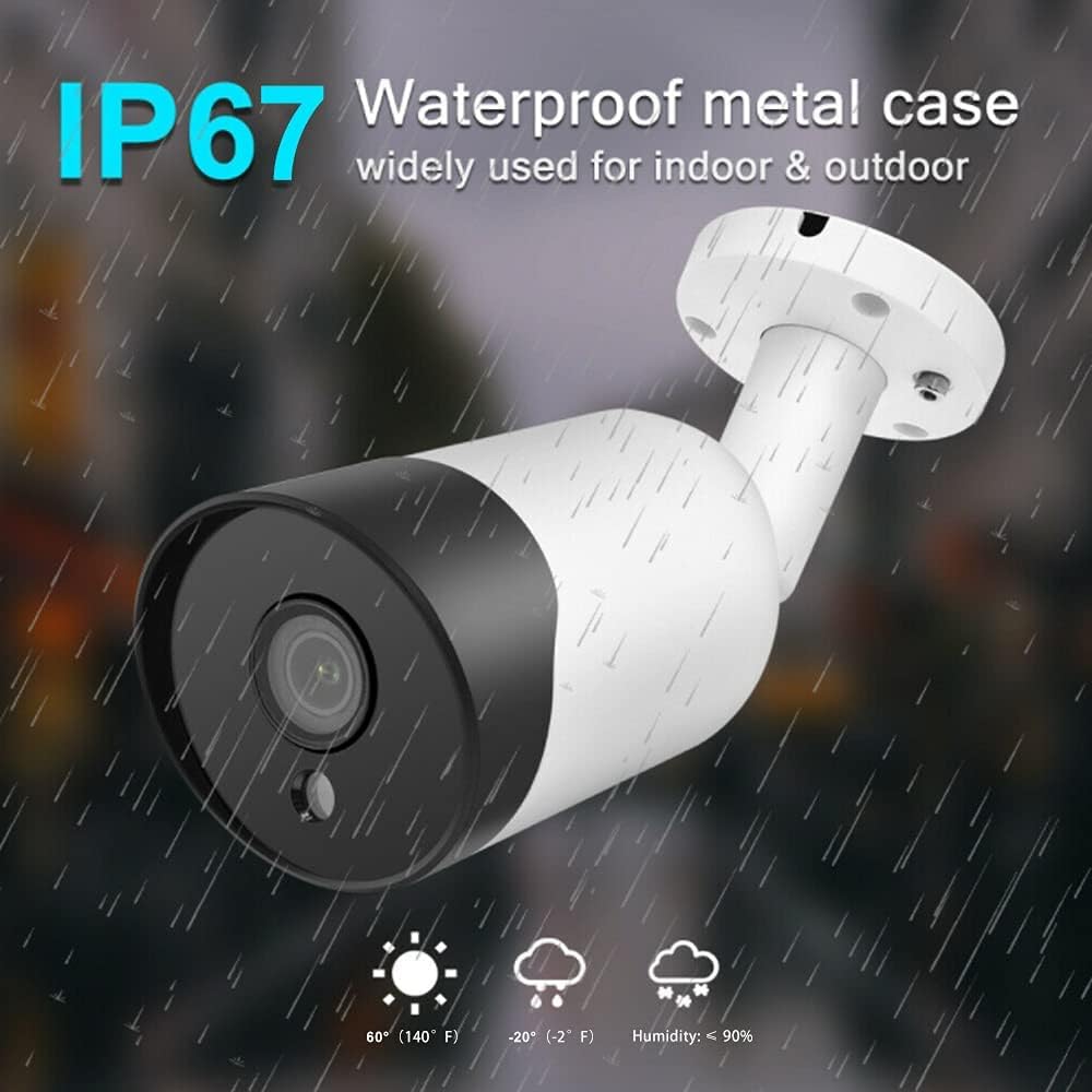 (Compatible for Hikvision) Outdoor 8MP Bullet PoE IP Camera with Built-in Mic,UltraHD 4K Security Camera with 2.8mm Fixed Lens,98ft Night Vision