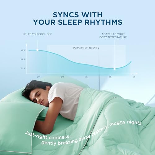Bedsure Breescape Cooling Comforter Set King Size, Grey Lightweight Cooling Comforter for Hot Sleepers, Double-Sided Cool Tech Bed Set