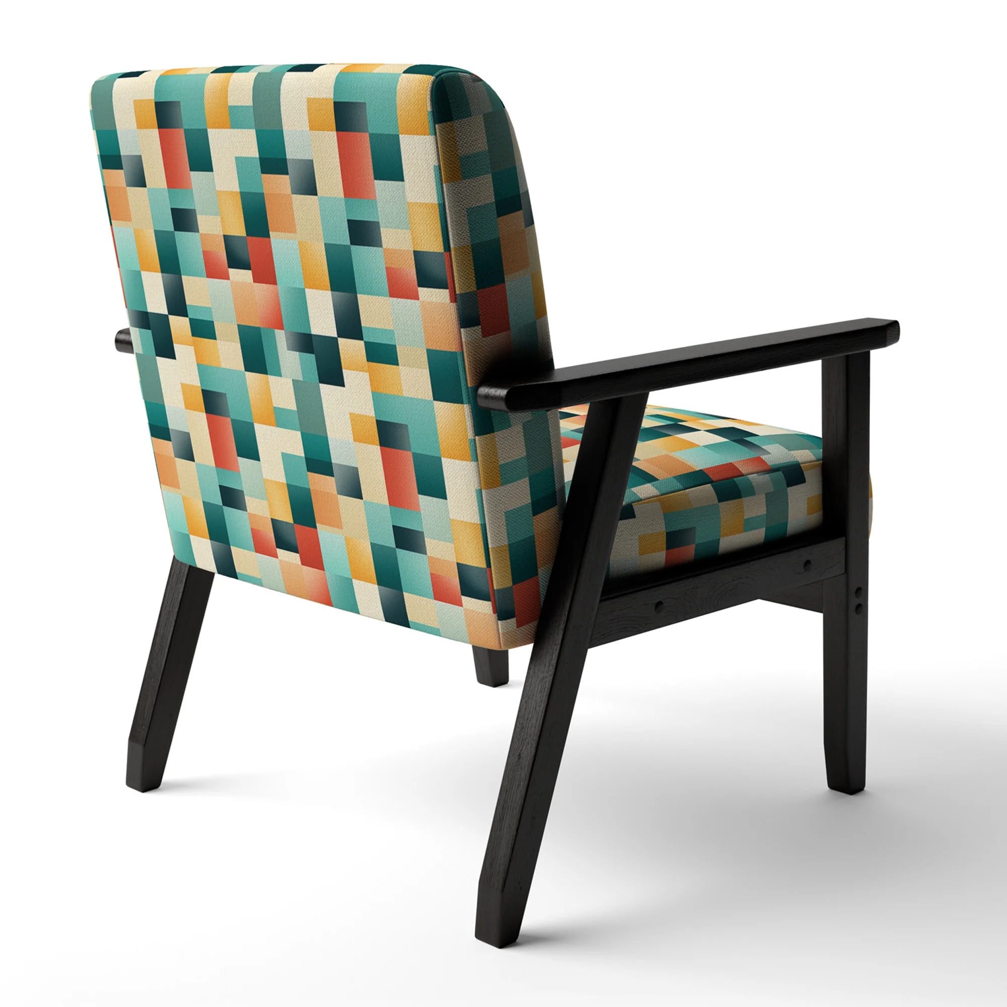 Designart "Orange And Green Popart Pop Culture Pixels I" Upholstered Striped Accent Chair and Modern & Contemporary Arm Chair