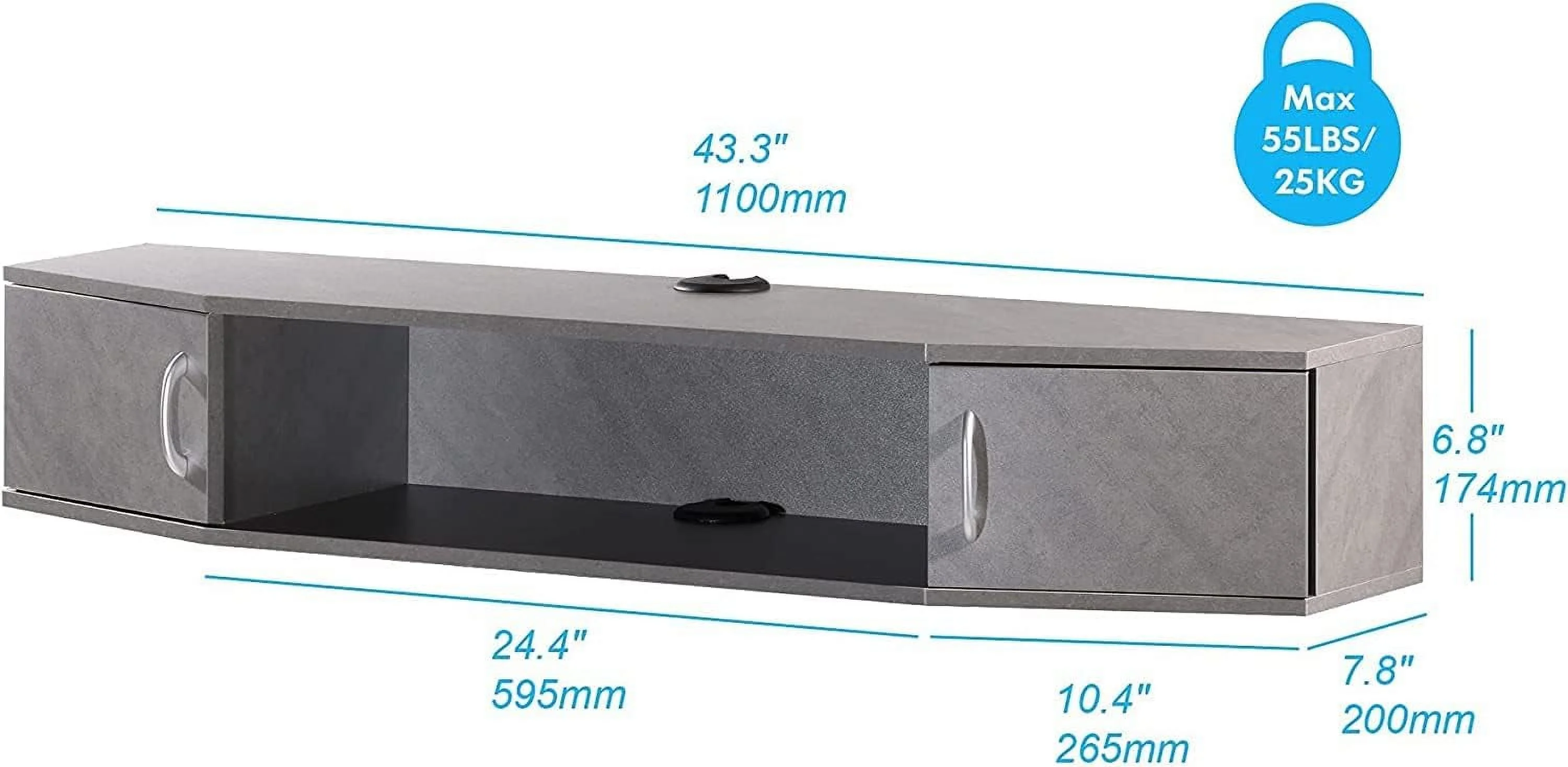 Floating TV Stand with Cabinet