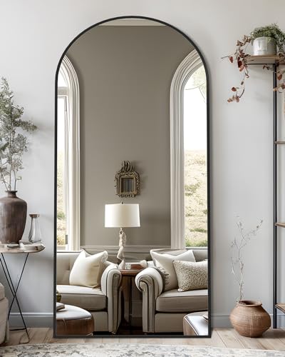Full Length Mirror, 76"x34" Arched Floor Mirror Freestanding, Floor Standing Full Body Mirror with Stand for Bedroom