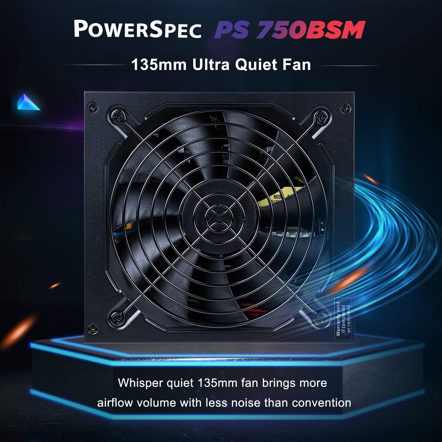 PowerSpec 650W Power Supply 80 Plus Bronze Certified Fixed Cable Non-Modular ATX PSU Active PFC SLI Crossfire Ready Gaming PC Computer Switching