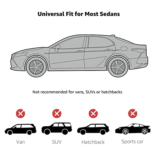 Amazon Basics Silver Weatherproof Car Cover - 150D Oxford, Sedans up to 200"