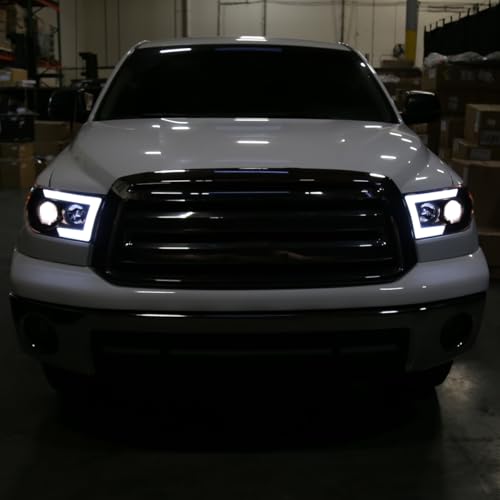 Fits 2007-2017 Toyota Tundra Sequoia Projector Headlights LED Switchback Sequential Turn Signals Replacement Assembly Pair | Black