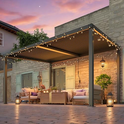 AECOJOY 10&rsquo; x 10&rsquo; Gazebo, Wall Mounted Gazebos Pergola on Clearance, Outdoor Patio Lean to Gazebo Awnings for Deck, Porch