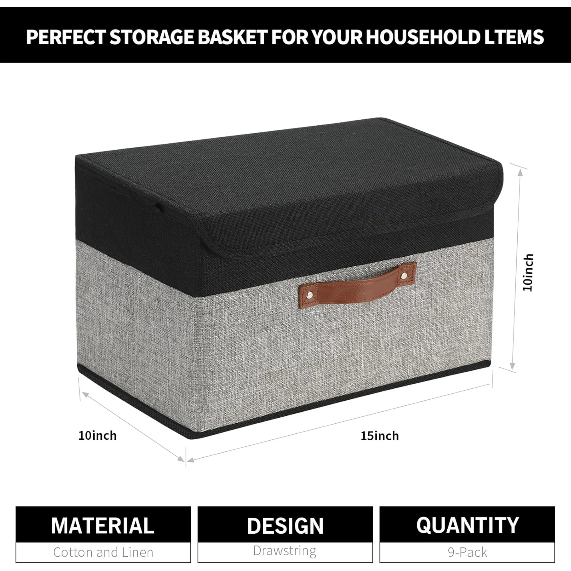 8 Pack Linen Foldable Storage Box Containers Fabric Bins with Lids Storage Baskets for Shelves Drawers, Desktop, Closet, Classroom, Office, Bedroom