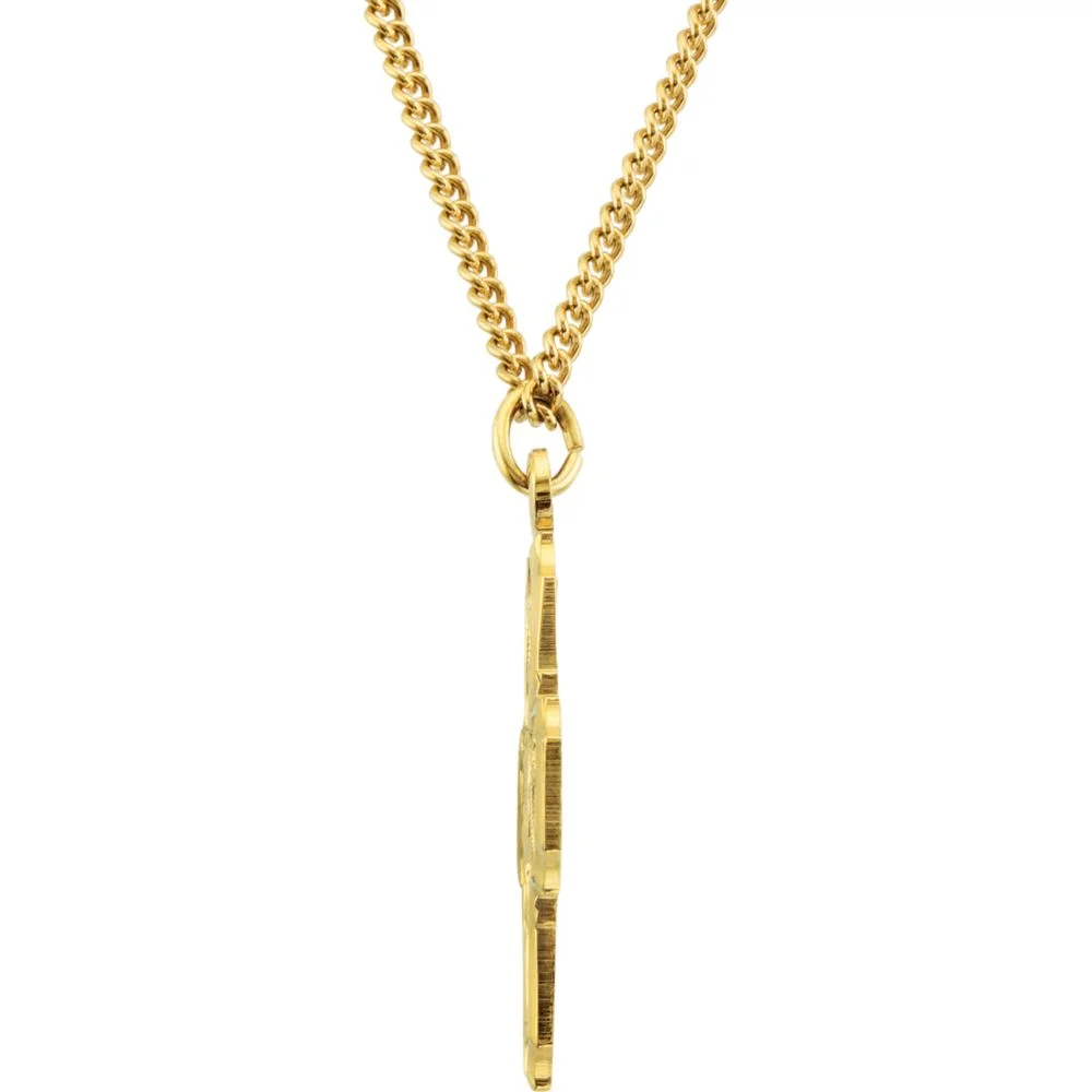 24k Gold Plated 29x29mm Polished Four way Religious Faith Cross Medal Pendant Necklace With 24 Inch Chain Jewelry Gifts
