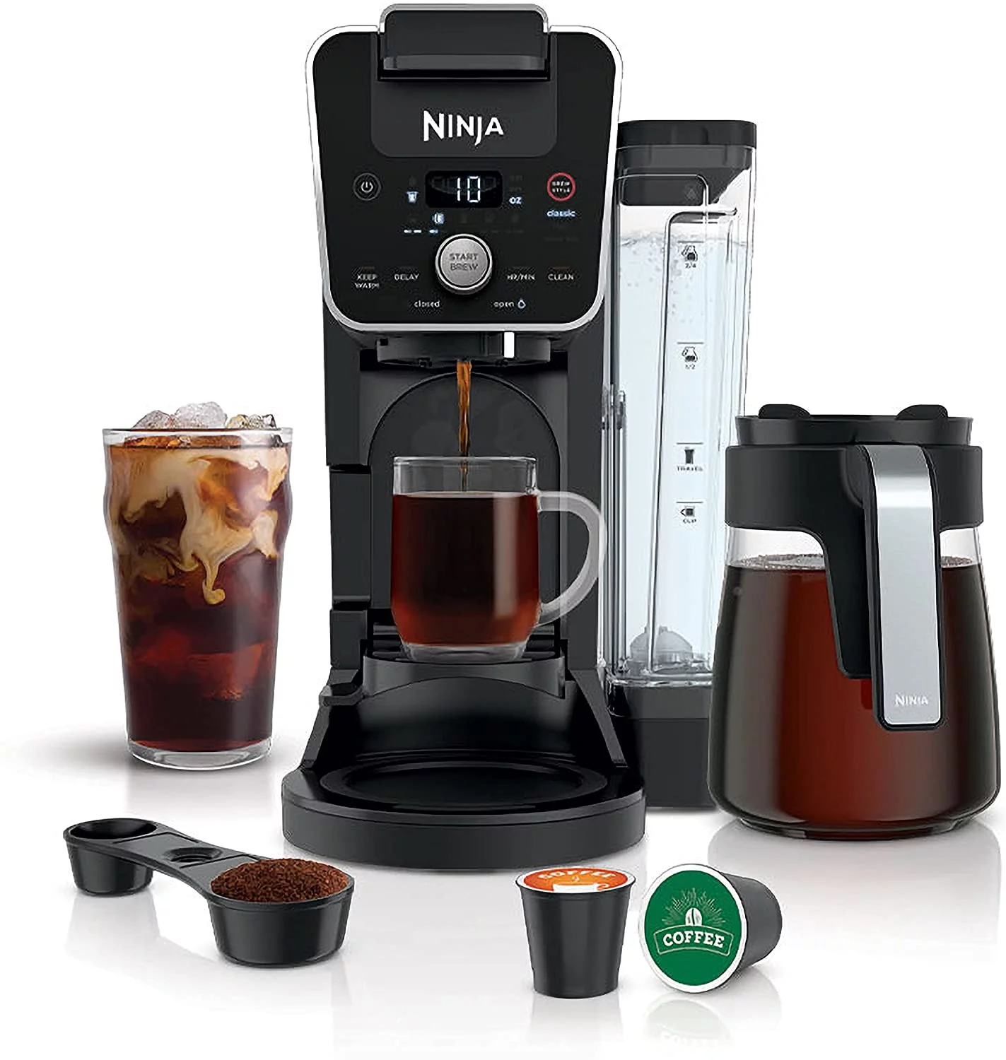 Ninja CFP201 DualBrew System 12-Cup Coffee Maker, Single-Serve for Grounds & K-Cup Pod Compatible, 3 Brew Styles, 60-oz. Water Reservoir & Carafe