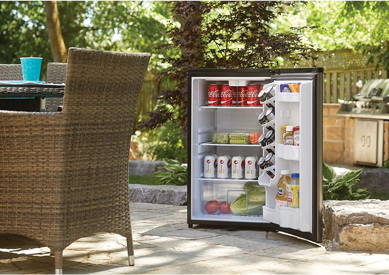 Danby DAR044A6BSLDBO 4.4 Cu.Ft. Outdoor Mini Fridge, IPX4-Rated Stainless Steel Look All Refrigerator for Patio, Cabana, Pool Bar, E-Star Rated