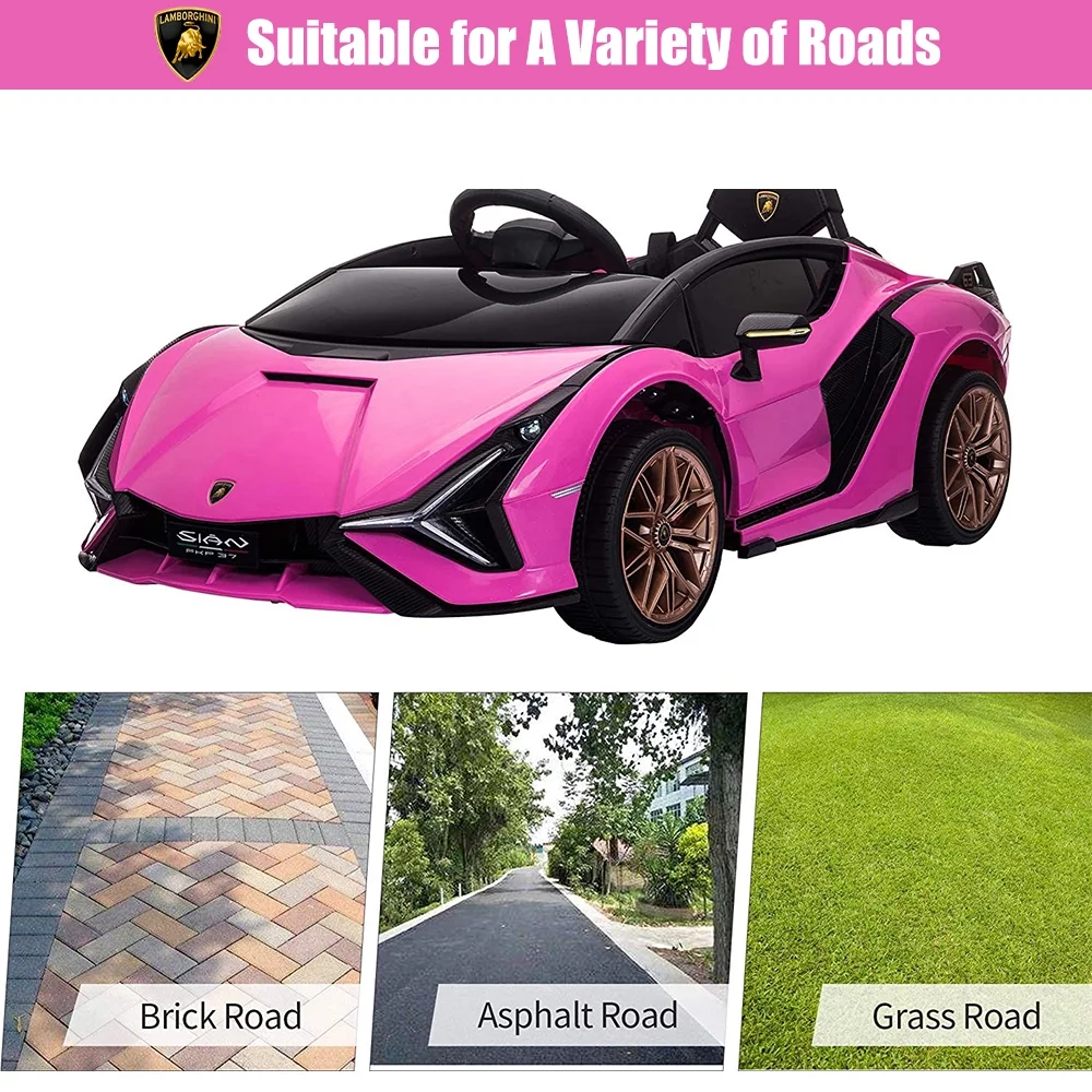 iRerts Ride on Sports Cars with Remote Control, Lamborghini SIAN 12V Electric Car for Kids, Battery Powered Ride on Toys Kids Car with LED Headlights
