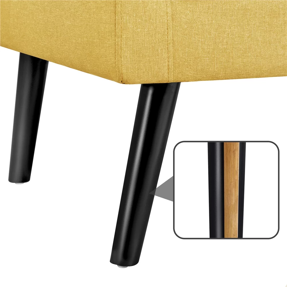 Yaheetech 2pcs Mid Century Fabric Arm Chair Tufted Accent Chair with Wooden Leg, Yellow