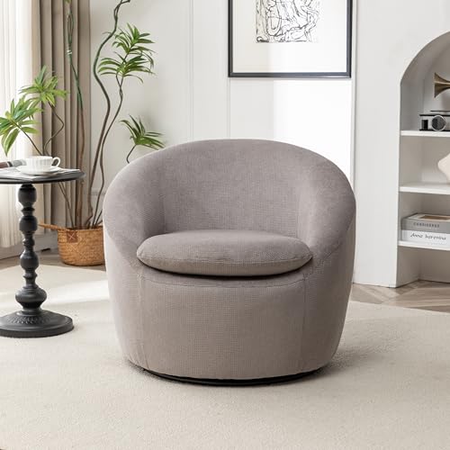 360 Swivel Accent Barrel Chair with Storage Ottoman & Headrest