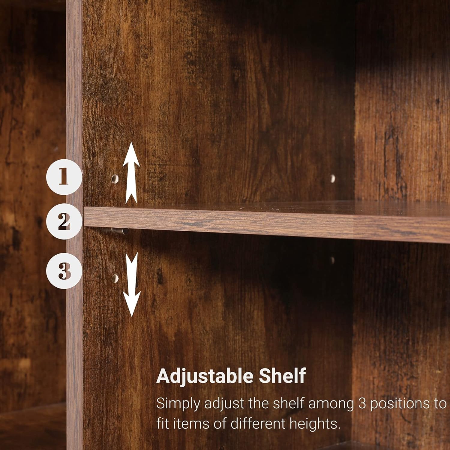 USIKEY Large Storage Cabinet, Mid Century Bookshelf with 2 Doors, 5 Open Shelves, 47.6 H Bookcase Cabinet with Adjustable Shelf