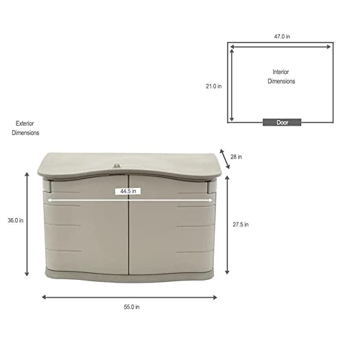 Rubbermaid Small Horizontal Resin Outdoor Storage Shed With Floor (4.5 x 3 Ft) Weather Resistant, Beige/Brown